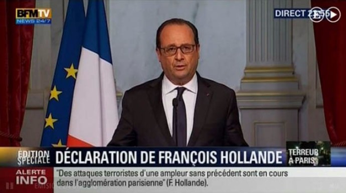Hollande compareció para anunciar medidas extraordinarias ante los atentados de París.