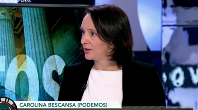 Carolina Bescansa representó a Podemos en la mesa redonda de El Objetivo. 