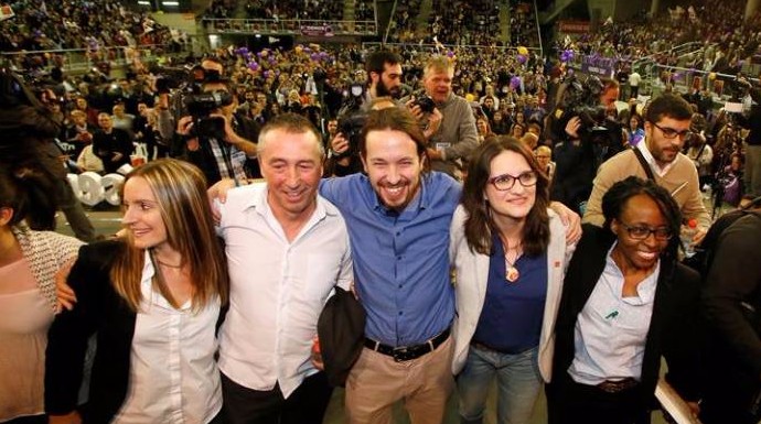 Ballester, Baldoví, Iglesias y Oltra durante la campaña electoral