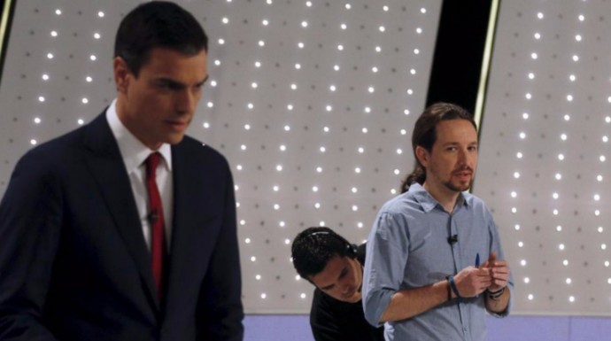 Sánchez e Iglesias durante un debate en televisión.