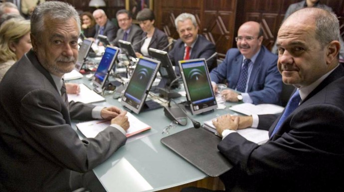 Chaves y Griñán durante un consejo de gobierno andaluz.