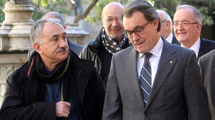 El nuevo líder de UGT, Josep María Álvarez, junto al expresidente Artur Mas.