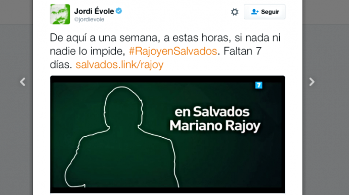 El Twitter de Jordi Évole, cargado de ironía. 