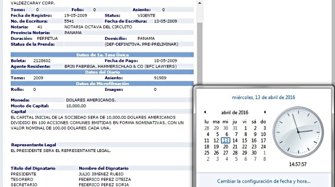 Registro en Panamá de la empresa del coordinador de Ciudadanos. FOTO: RIOJA2
