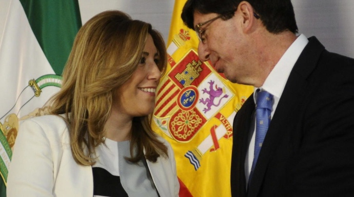 La presidenta de la Junta y el líder de Ciudadanos en Andalucía, Juan Marín