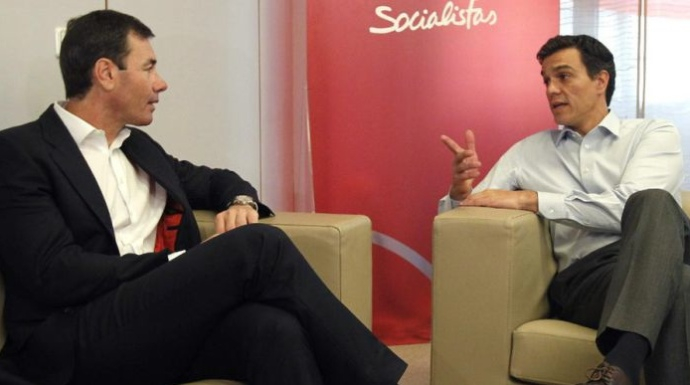 Tomás Gómez y Pedro Sánchez, en una reunión cuando el primero era líder del PSOE en Madrid