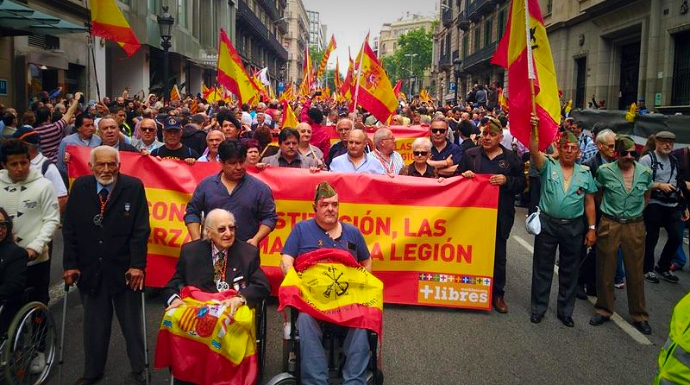Imagen de la manifestación de este mediodía en Barcelona. 