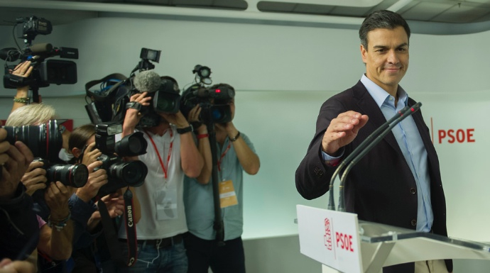 Pedro Sánchez, poco antes de anunciar su dimisión como secretario general del PSOE