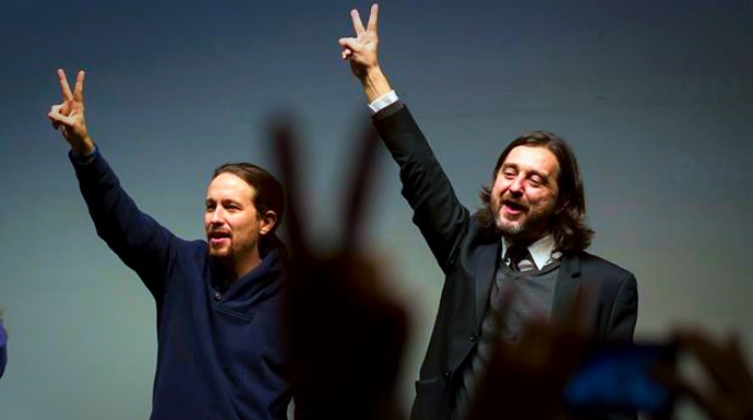 Pablo Iglesias y Rafa Mayoral, en una imagen del la campaña del pasado 20-D.