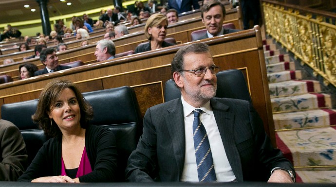 Rajoy y Sáenz de Santamaría este miércoles en el Congreso.