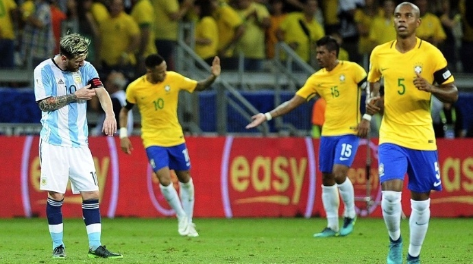 Messi en el partido contra Brasil.