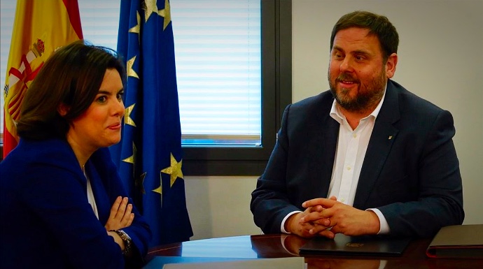 La vicepresidenta del Gobierno en una cita con Oriol Junqueras.