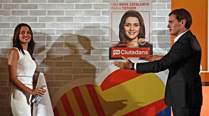 Inés Arrimadas y Albert Rivera, en un acto de las últimas elecciones catalanas.