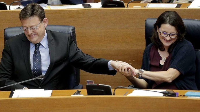 El presidente de la Generalitat de Valencia, Ximo Puig, y su número dos, Mónica Oltra.