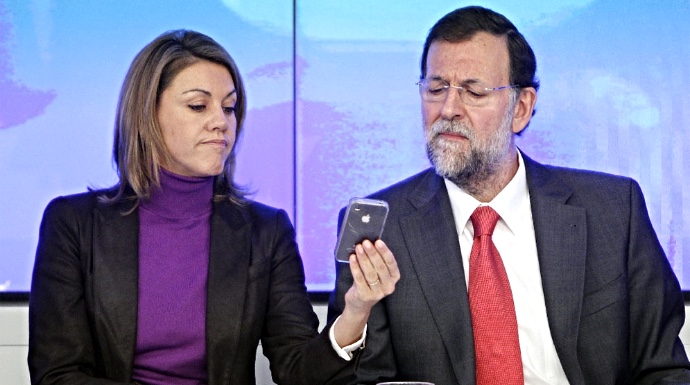Dolores de Cospedal y Mariano Rajoy, durante una Ejecutiva del PP.