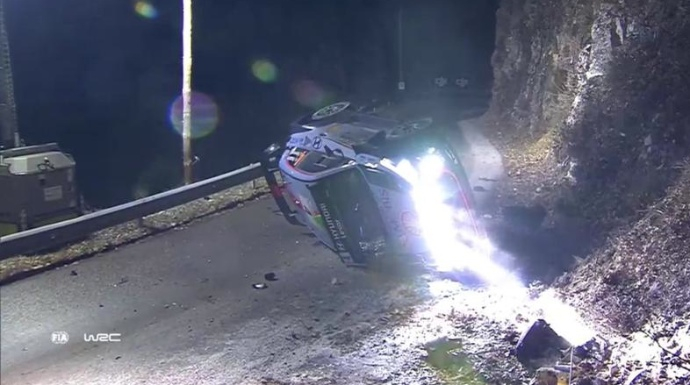 Momento del fatal accidente de Paddon en el Rally de Montecarlo.