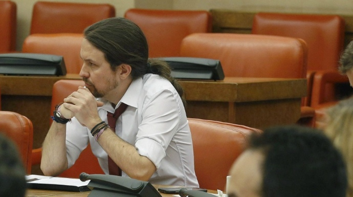 Pablo Iglesias, durante una comisión parlamentaria en el Congreso.