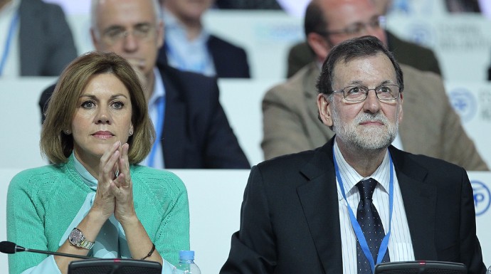 Rajoy y Cospedal durante el Congreso.