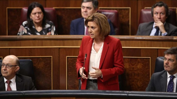 La ministra de Defensa, María Dolores de Cospedal, este miércoles en el Congreso.