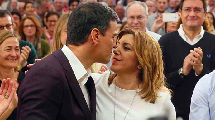 Pedro Sánchez y Susana Díaz, poco antes de las Elecciones generales del 26-J de 2016.