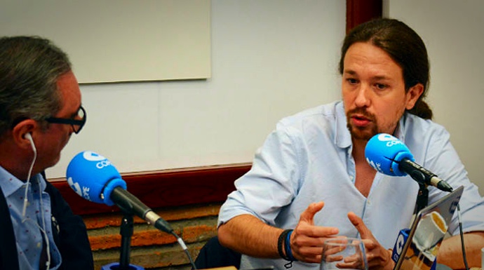 Pablo Iglesias, durante una entrevista con Carlos Herrera en la COPE.