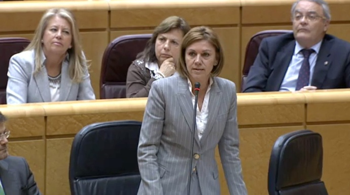 La ministra de Defensa, María Dolores de Cospedal, este martes en el Senado.