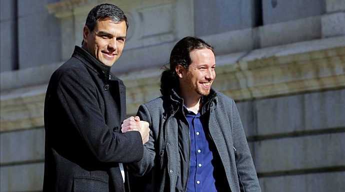 Pedro Sánchez y Pablo Iglesias, en una imagen de marzo de 2016.