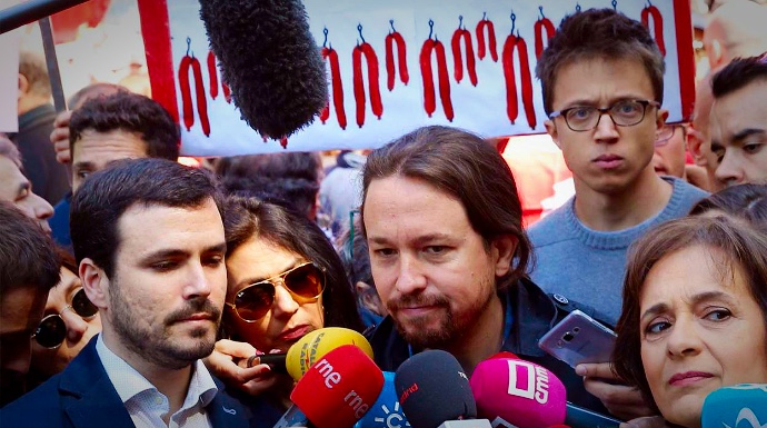 Garzón, Iglesias y Errejón tratan de salir en la foto este Primero de mayo.