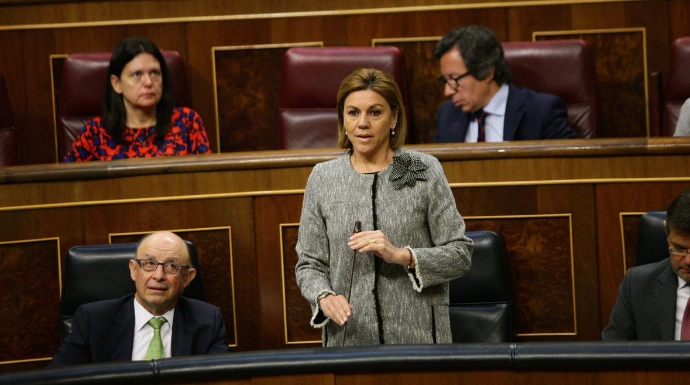 La ministra de Defensa, Maria Dolores de Cospedal, este miércoles en el Congreso.