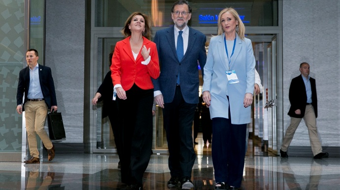 Cospedal, Rajoy y Cifuentes, en el Congreso Regional donde la última fue elegida presidenta del PP (EP)