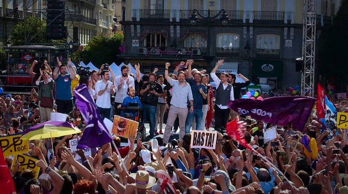 Imagen de la zona central de la concentración de este sábado de Podemos.