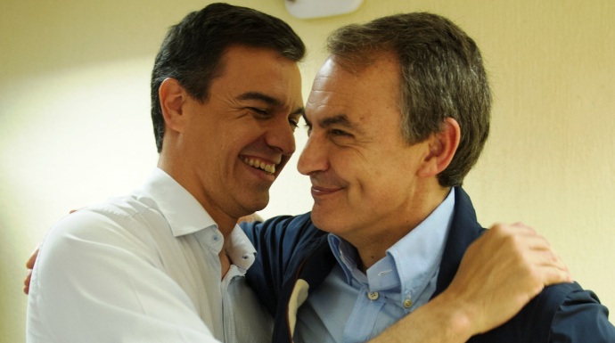 Sánchez y Zapatero, antes de un mitin en mayo de 2016