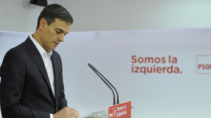 Pedro Sánchez, este miércoles, exigiendo la dimisión de Mariano Rajoy.