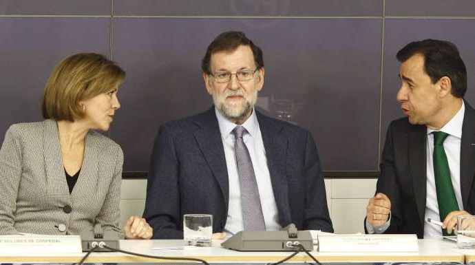 Cospedal, Rajoy y Maíllo en un Comité Ejecutivo el pasado mes de enero