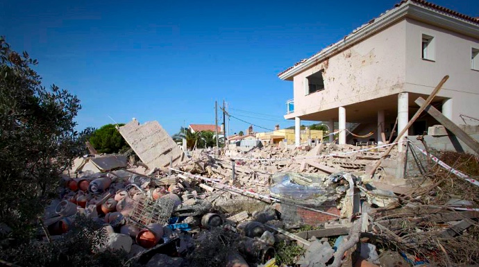 Imagen de las ruinas de la casa de los terroristas en Alcanar.