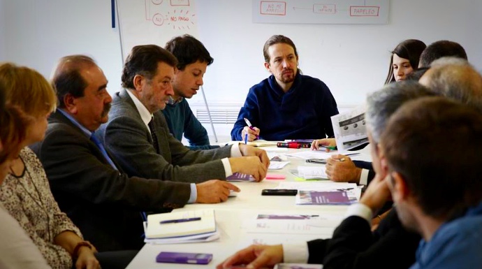 Iglesias, presidiendo una reunión de Podemos.