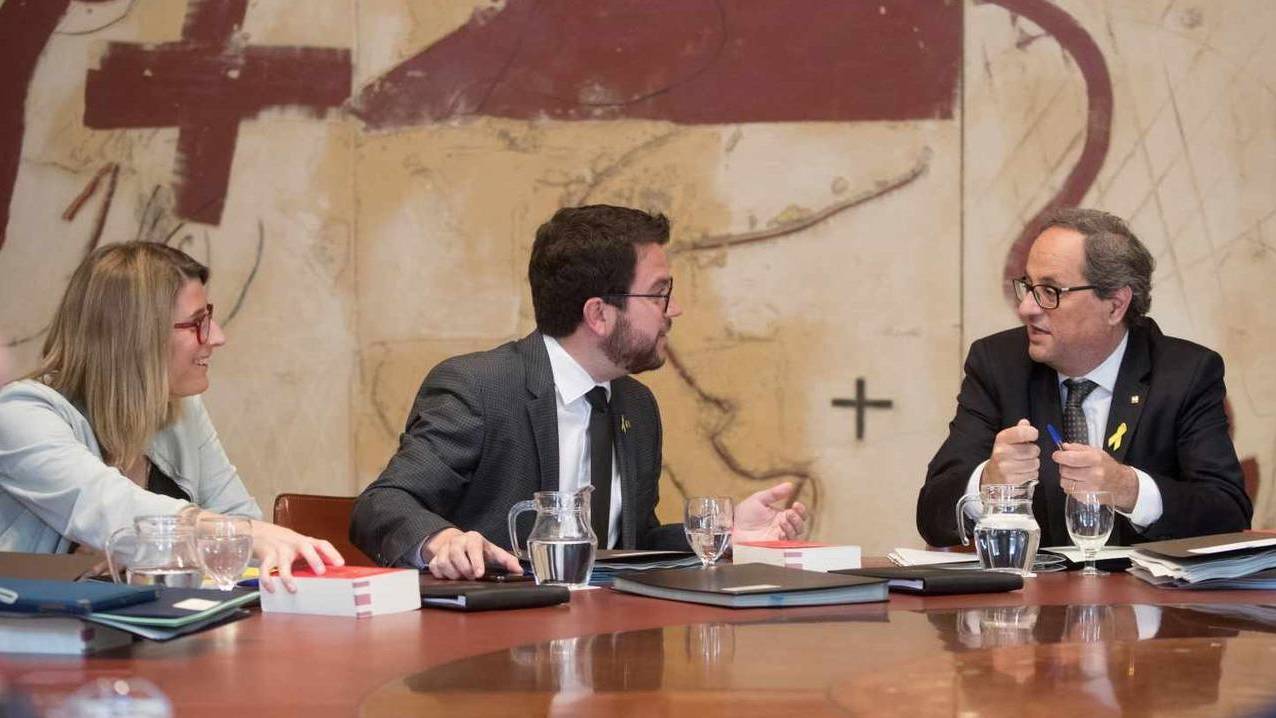 Los tres pilares de la nueva Generalitat: Elsa Artadi, Pere Aragonés y Quim Torra.