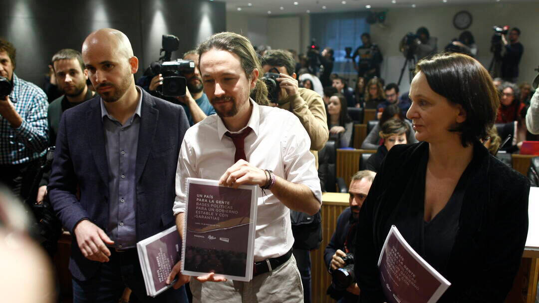 Pablo Iglesias en la presentación del documento en febrero de 2016