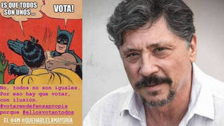 Carlos Bardem difunde un cartel agresivo para pedir el voto a Podemos