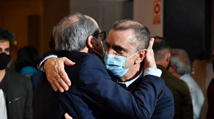 Gabilondo y Franco, líder del PSOE-M, en la noche electoral.