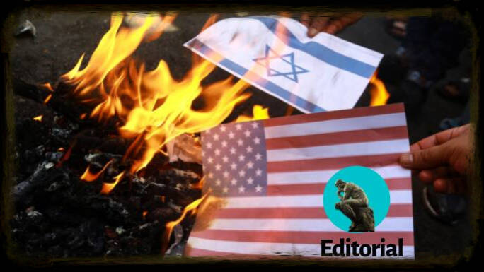 Las banderas de Israel y Estados Unidos quemadas en defensa de Palestina