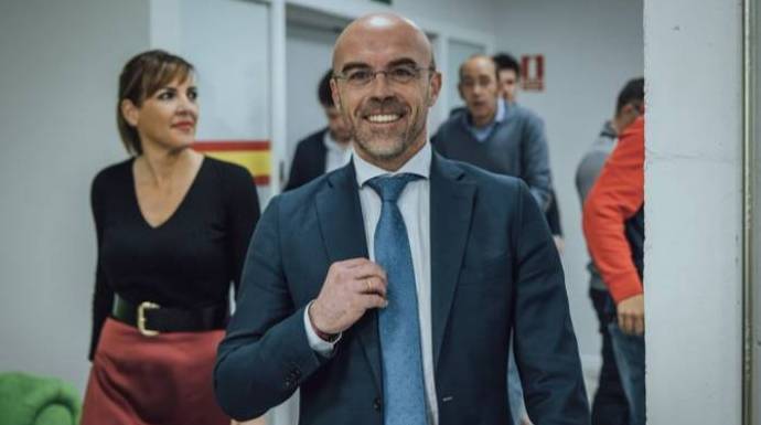 El portavoz nacional de Vox, Jorge Buixadé, acude este lunes a su comparecencia tras la reunión de la dirección del partido.