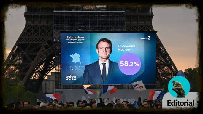 Macron, en las pantallas de París