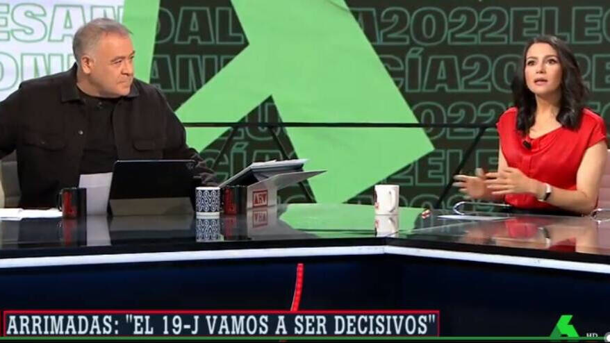 La presidenta de Cs, Inés Arrimadas, en el programa Al Rojo Vivo con Ferreras.