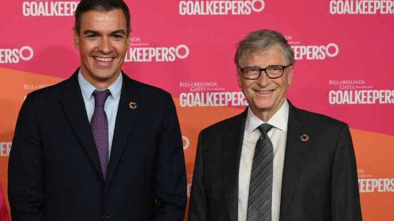 Pedro Sánchez y Bill Gates