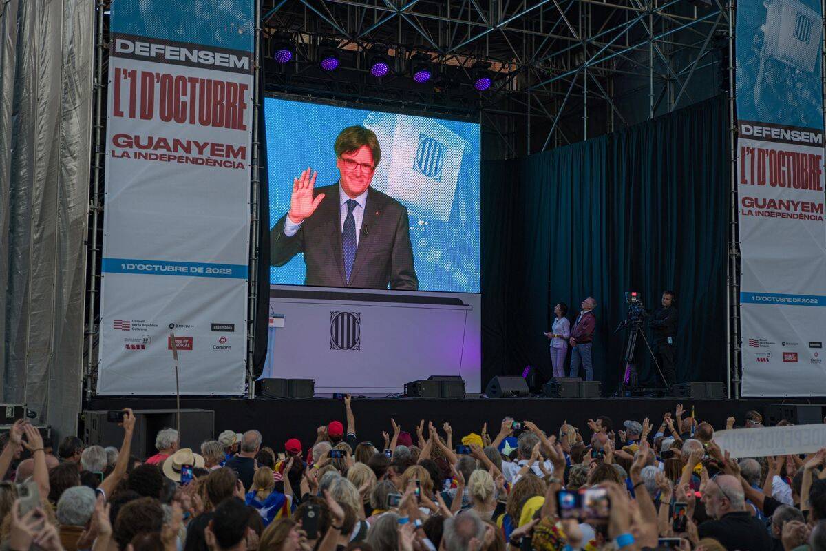 Puigdemont, la pasada semana en el acto de aniversario del 1-O.