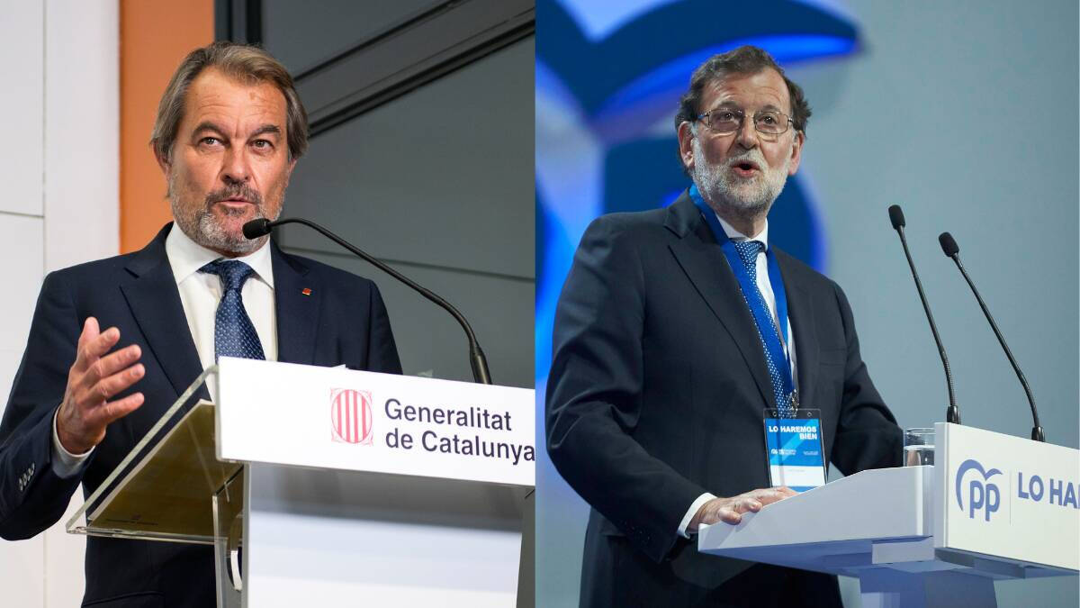 El ex presidente de la Generalitat, Artur Mas (izq.) y el ex presidente del Gobierno de España, Mariano Rajoy (der.)