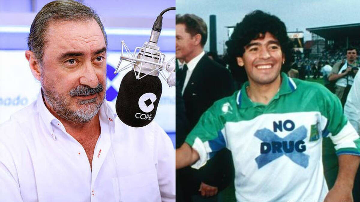 Carlos Herrera y la mítica foto de Maradona con una camiseta que dice "No a las drogas"