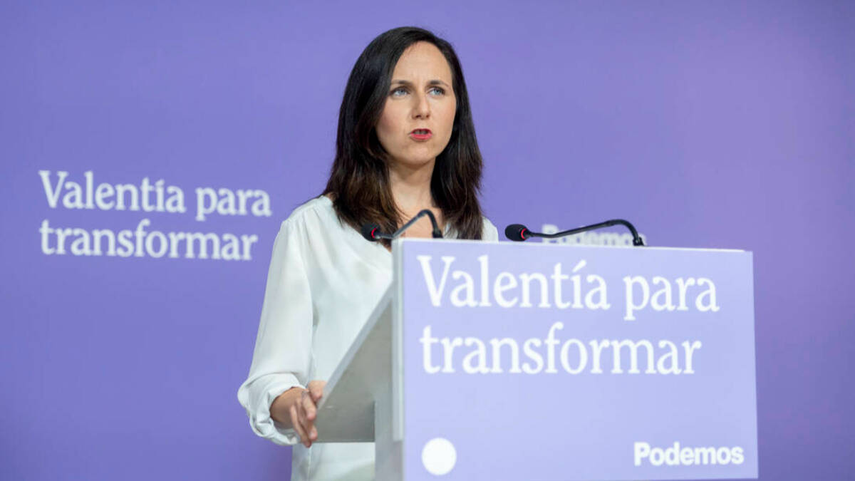 Ione Belarra ha comparecido este lunes en la sede de Podemos para analizar la decisión de Pedro Sánchez de adelantar elecciones al 23 de julio