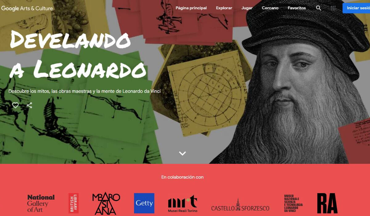 Página web de Google dedicada a la mayor retrospectiva online sobre Leonardo Da Vinci.